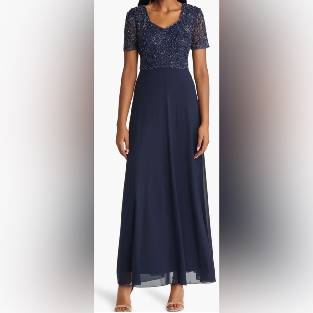 NWOT Pissaro Nights Beaded Bodice A-Line Gown